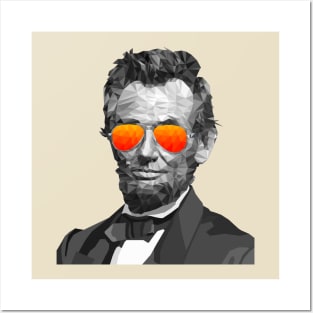 Low Poly Abe Lincoln with Sunglasses Posters and Art